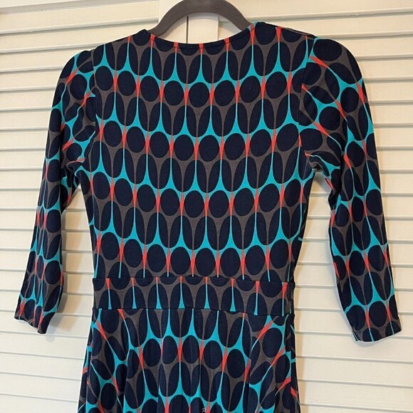 Boden Highgate knit dress 4L long tall blue red grey print - Picture 10 of 10